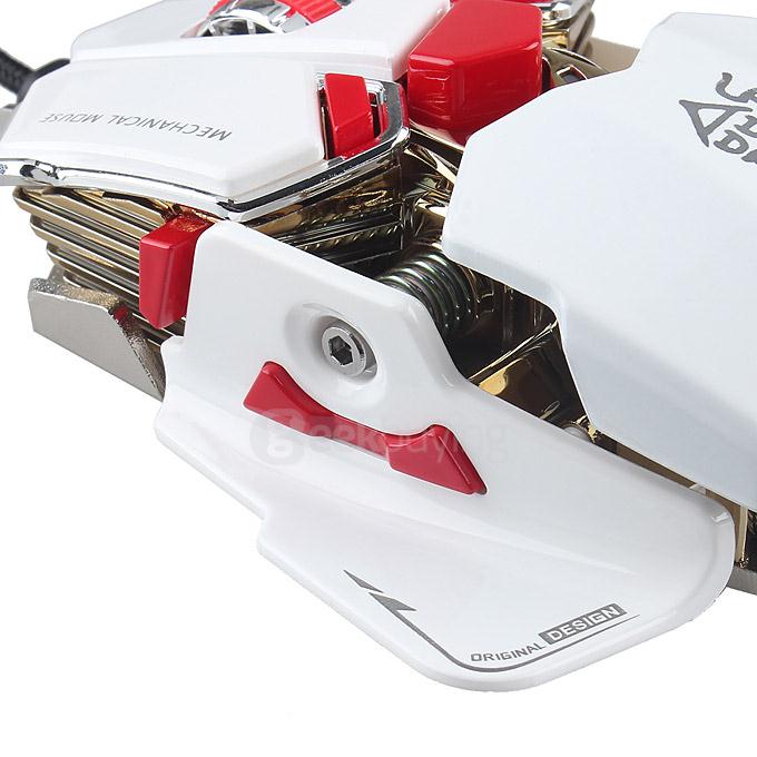 JIANSHENGYIZU JS-L10 Classic 8 Key USB Wired Professional Gaming Mouse with Colorful LED Light - White+Red