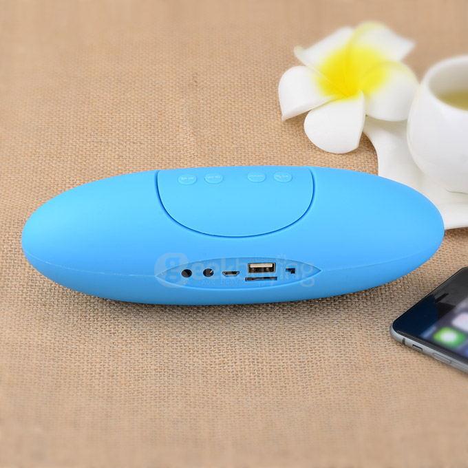 Portable & Creative Big Rugby Shaped Wireless Bluetooth Speaker Hands-free Subwoofer - Blue
