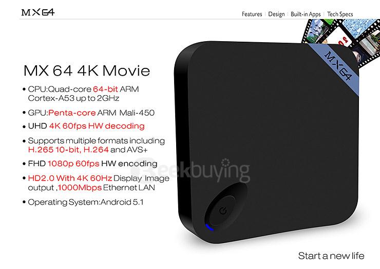 Beelink MX64 Amlogic S905 4K 2G/8G TV BOX 2.4G/5G Dual Band WIFI 1000M LAN Bluetooth4.0 HDMI2.0 H.265 Miracast DLNA