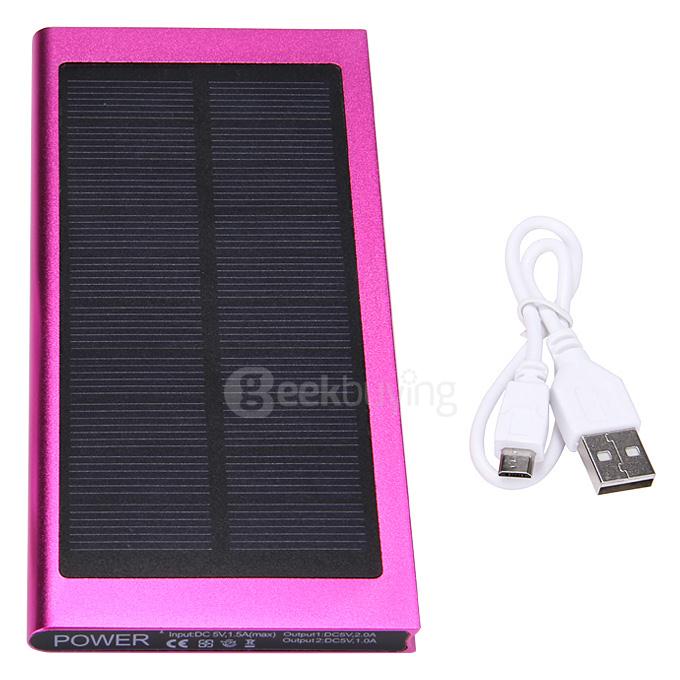 12000mAh Dual USB Solar Panel Power Bank External Backup Battery Portable Charger - Purple
