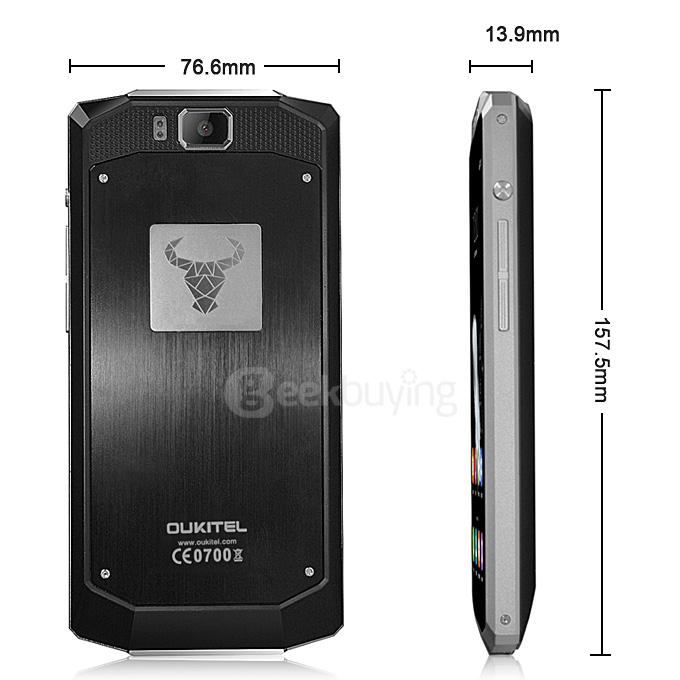[HK Stock] OUKITEL K10000 5.5inch HD 4G LTE Android 5.1 2GB 16GB Smartphone MTK6735 64bit Quad Core 10000mAh Battery - Black
