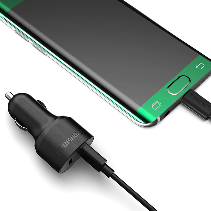 Tronsmart 30W 2 Ports Quick Charge 3.0 Type-C*1 + USB 2.0 VoltIQ*1 Car Charger for Nexus5X Nexus6P Samsung Galaxy iPhone iPad Google Pixel Google Pixel XL and More