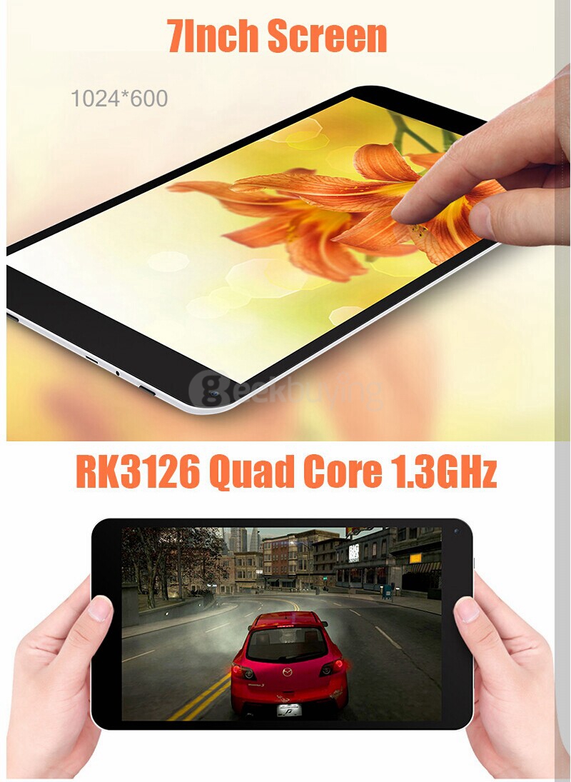 Teclast A78T 7 Inch Android 4.4 512MB/8GB Tablet PC RK3126 Quad Core 1.3Ghz IPS 1024*600 Bluetooth WiFi - White