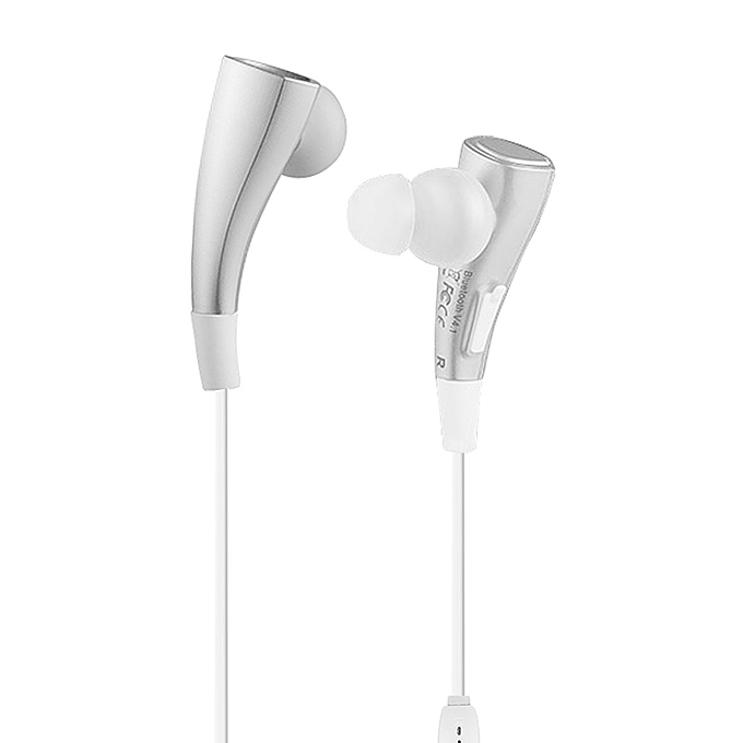Dacom Magnetic Wireless Bluetooth Sports Stereo Earphones BT4.1 Sweatproof Headphones Handsfree with Mic - Silver+White