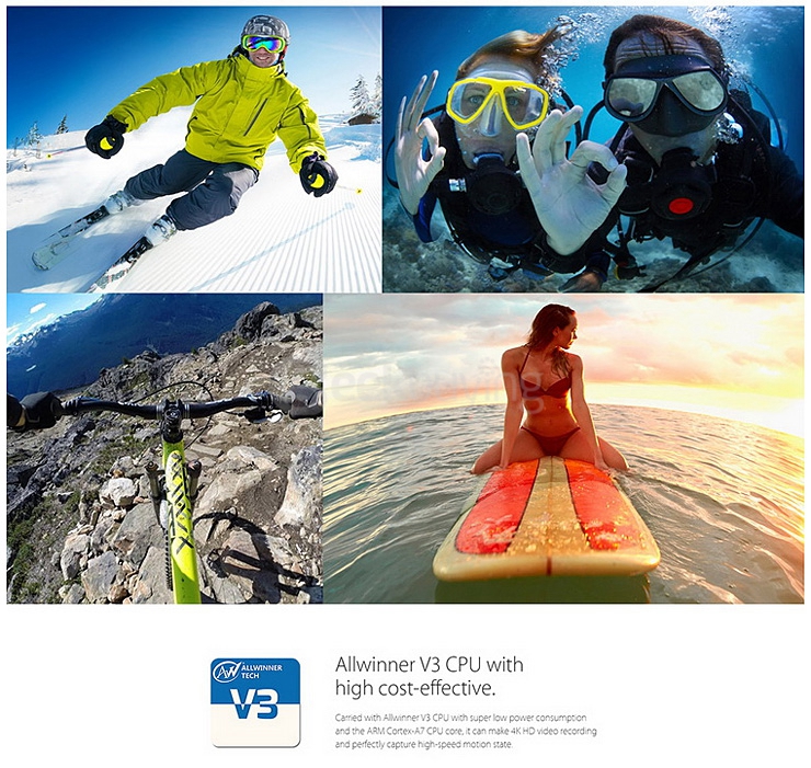 ELEPHONE ELE CAM Explorer 2.0inch TFT 4K WIFI Action Camera Allwinner V3 OV4689 Waterproof APP Control Sport Camera - White