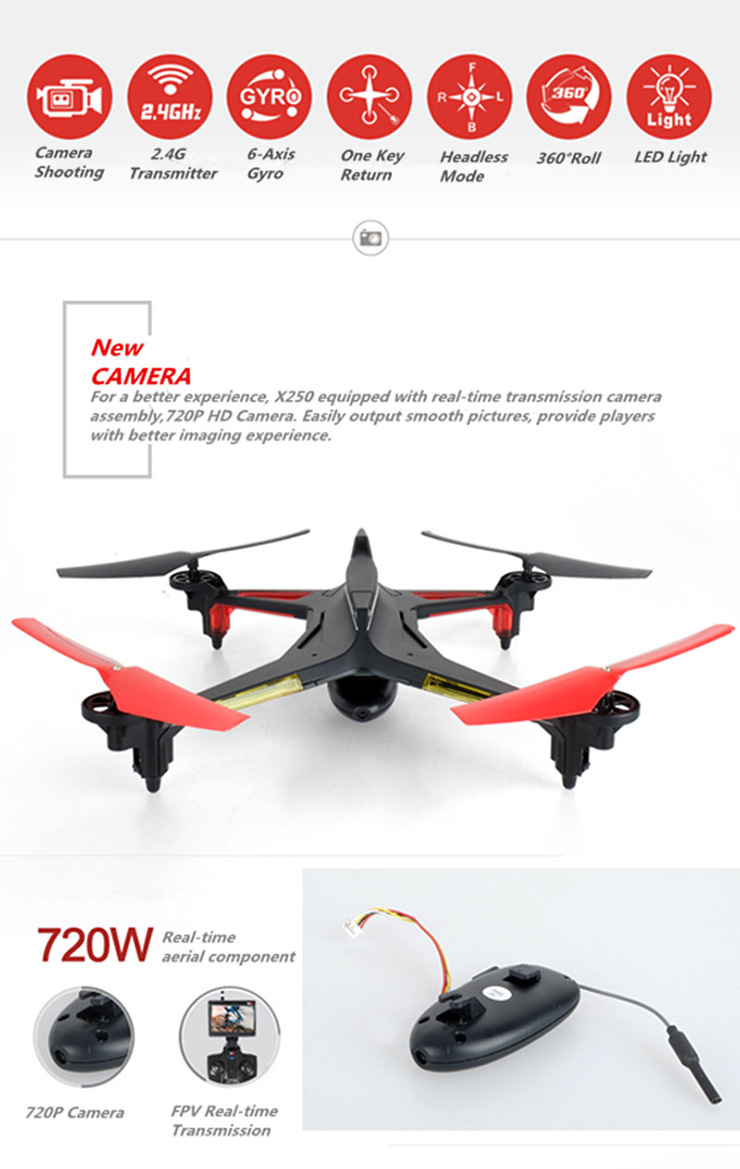XK Alien X250 5.8G FPV 2.4G 4CH 6Axis Gryo One Key To Roll Failsafe Futaba S-FHSS Compatible RC Quadcopter RTF