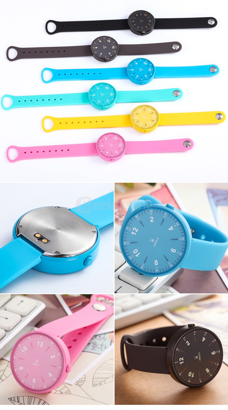 inWatch Color Bluetooth 4.0 Smart Watch Sleep Monitor Pedometer Fitness Tracker Call SMS Reminder Anti-lost For Android iOS - Black