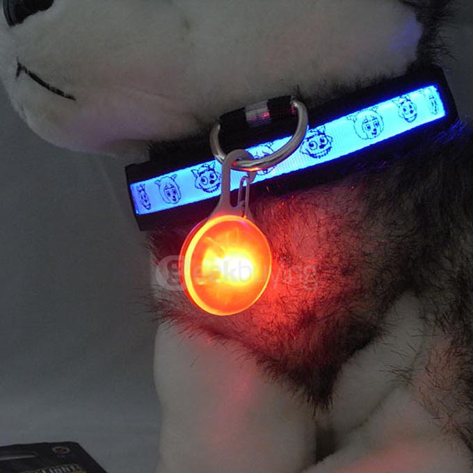 LED Luminous Dog Pendant 3-Block Switch Flash Dog Pendant Dog Tag - Red