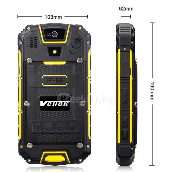 VCHOK M8 4G LTE 4.5inch IP68 Waterproof Rugged Phone Android 5.1 2GB 16GB MT6735 Quad Core Smartphone 13.0MP 3000mAh - Yellow