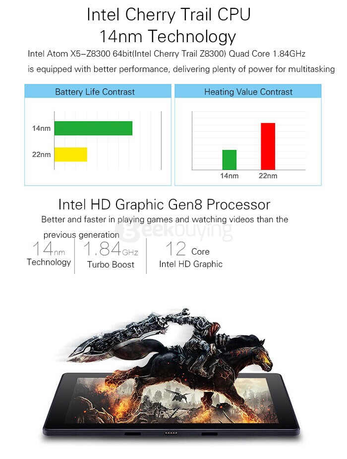 Pipo W1S 2in1 Ultrabook 10.1 inch Dual OS Windows10 + Android 5.1 4GB/64GB Intel Cherry Trail Z8300 Quad Core 1.84GHz IPS 1920*1200 (With Keyboard) - Black