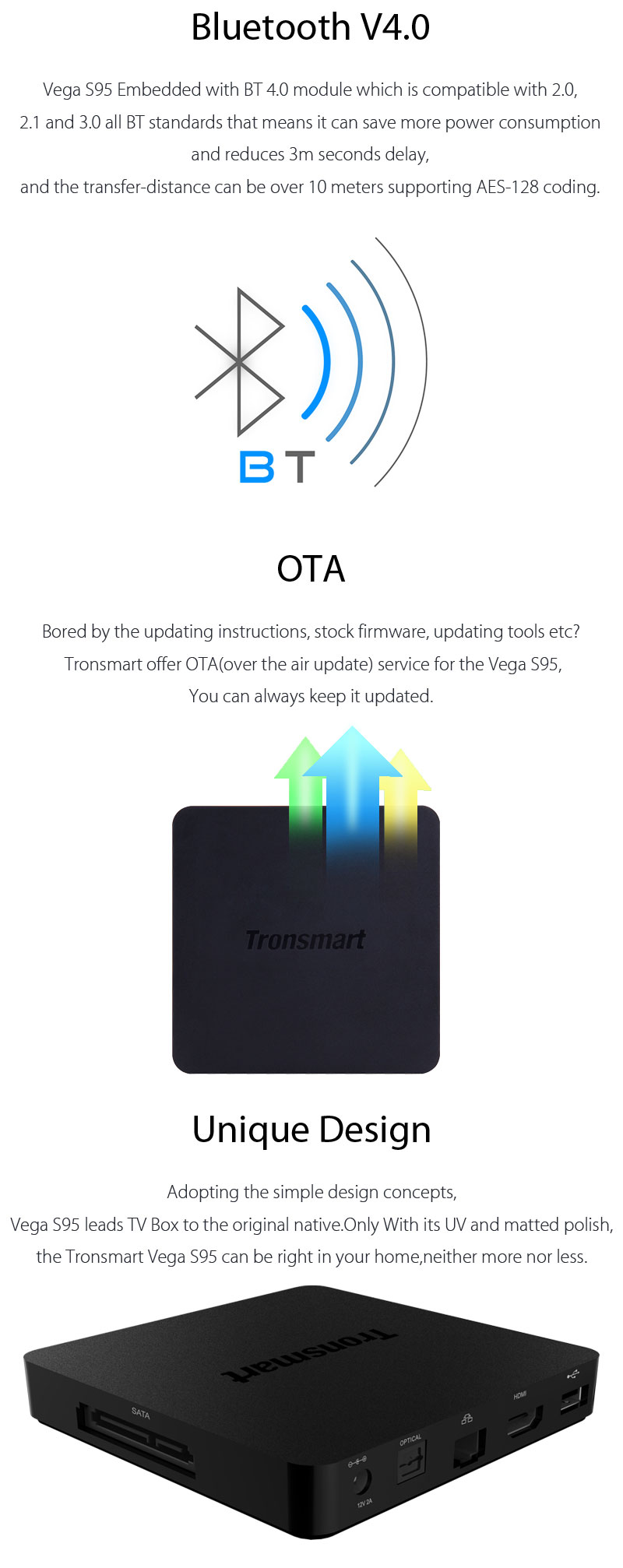 Bundle Tronsmart Vega S95 Telos Amlogic S905 3D Blu-ray TV Box + Tronsmart Mars G01 2.4GHz Wireless Gamepad