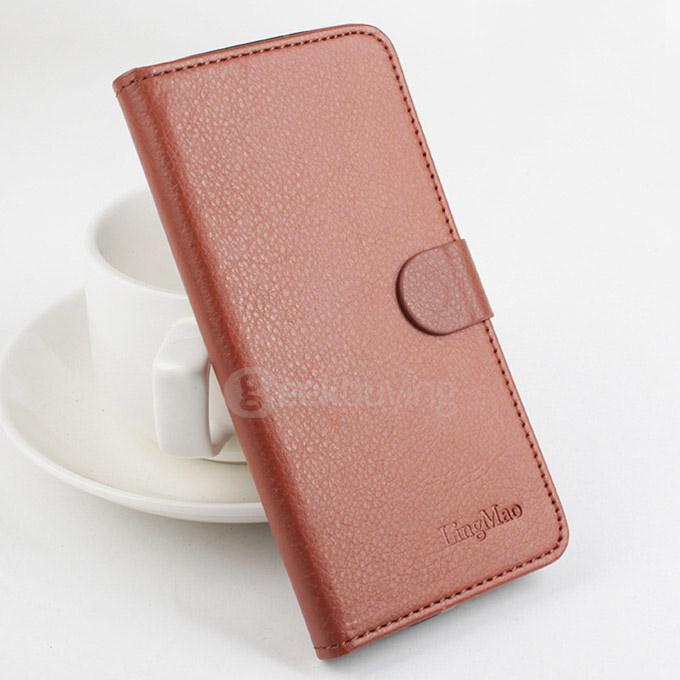 Litchi Texture Protective Hard Cover Flip Stand Leather Case for CUBOT X17 Smartphone - Brown