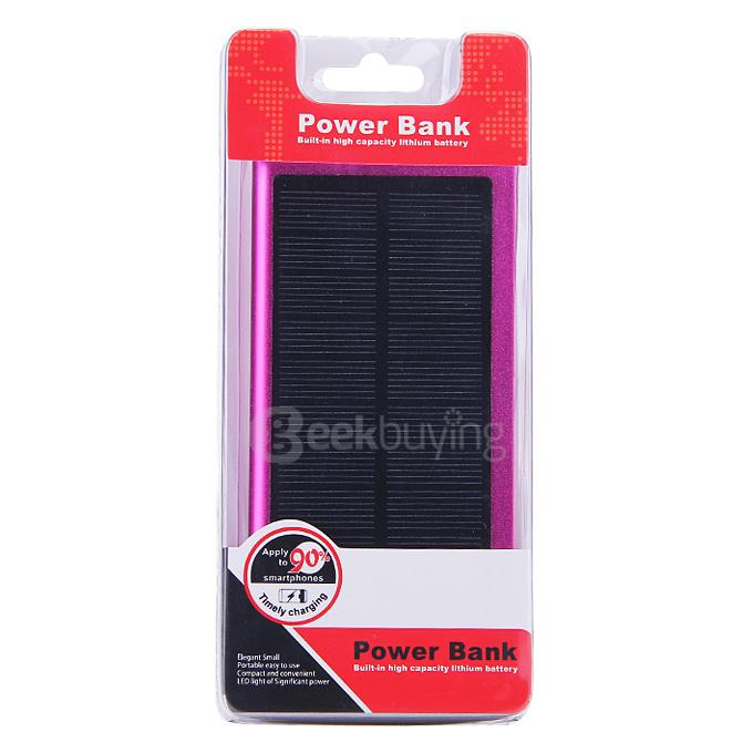 12000mAh Dual USB Solar Panel Power Bank External Backup Battery Portable Charger - Purple