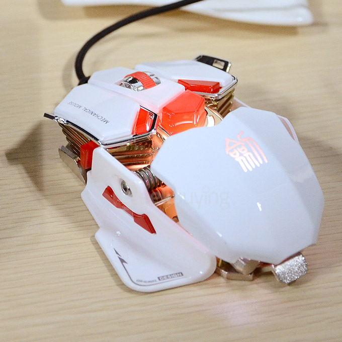 JIANSHENGYIZU JS-L10 Classic 8 Key USB Wired Professional Gaming Mouse with Colorful LED Light - White+Red