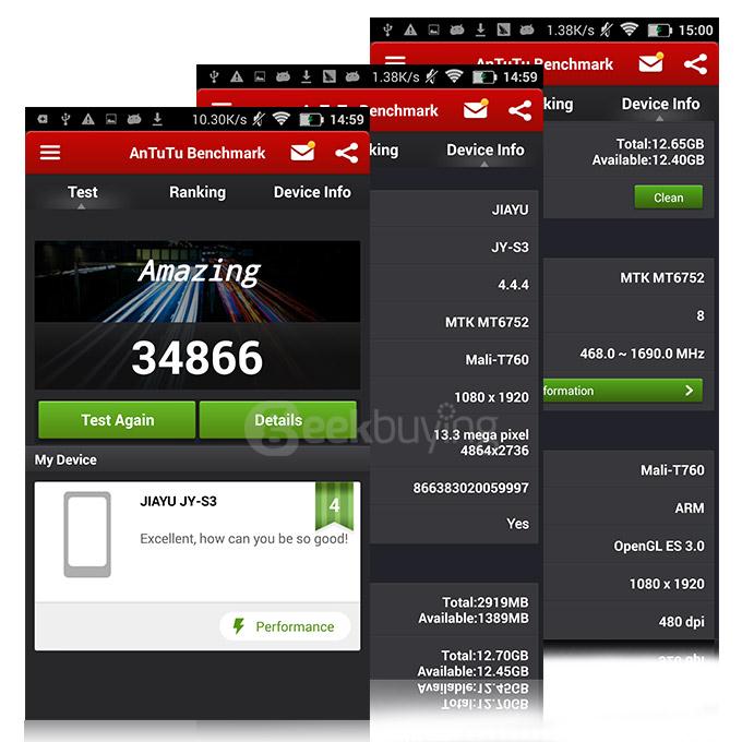 Jiayu S3 5.5inch FHD Android 4.4 Smartphone 4G LTE MTK6752 Octa Core 1.7 GHz 3GB RAM 16GB ROM 13.0MP NFC Miracast OTG - Black
