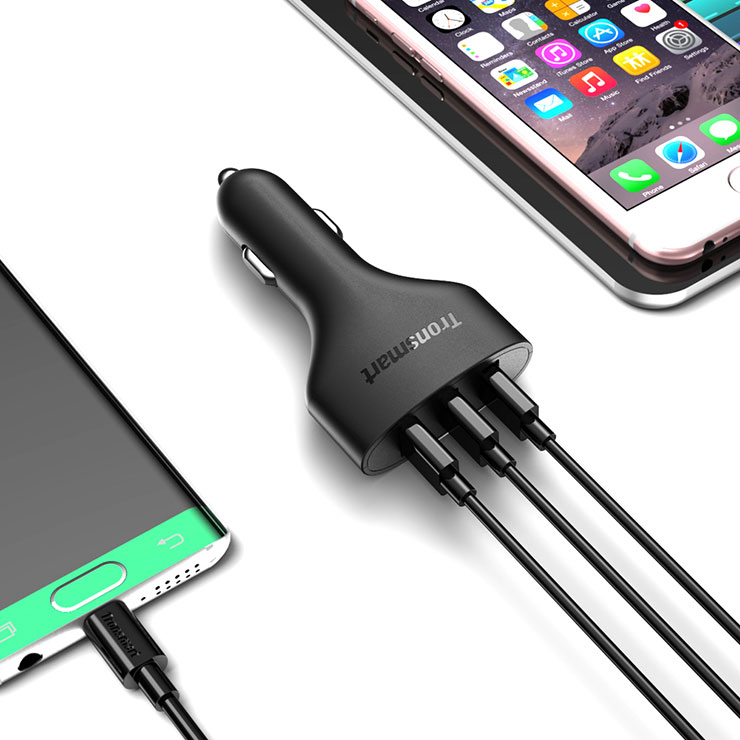 [Spain Stock]Tronsmart Quick Charge 2.0 VoltIQ 3 Ports 48W Rapid Car Charger for Samsung Galaxy HTC Sony Xiaomi LG Motorola - Black