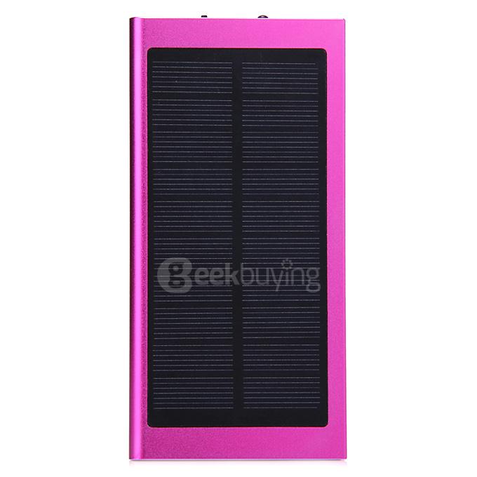 12000mAh Dual USB Solar Panel Power Bank External Backup Battery Portable Charger - Purple