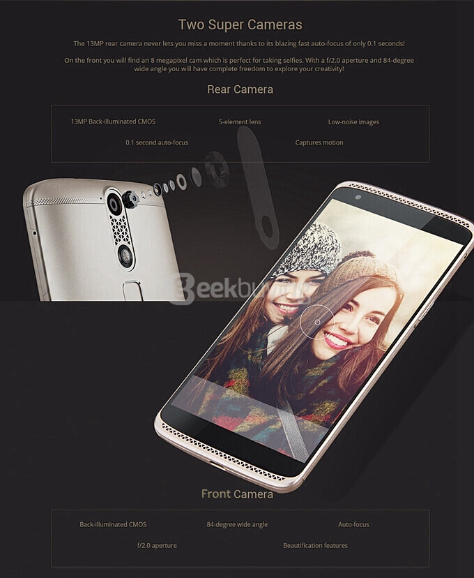 [HK Stock] ZTE Axon Mini 5.2inch Android 5.1 3GB 32GB Smartphone Qualcomm MSM8939 Octa Core 13.0MP HIFI Touch ID - Ion Gold