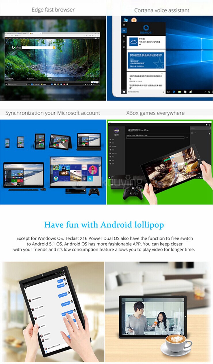 Teclast X16 Power 8GB/64GB Windows10 & Android5.1 Dual OS 11.6