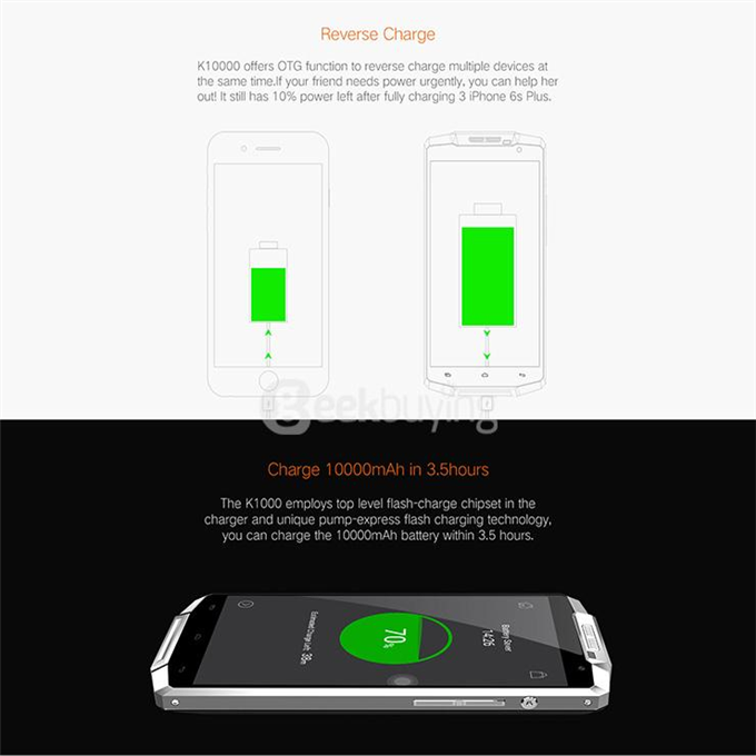 [Spain Stock] OUKITEL K10000 5.5inch HD 4G LTE Android 5.1 2GB 16GB Smartphone MTK6735 64bit Quad Core 10000mAh Battery - Black