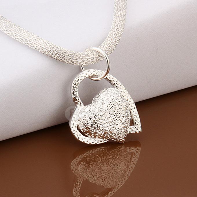 DANRAH Sterling Silver Heart Necklace Set With Zircon - Includes Necklace & Matching Earrings, 925 Silver, Gift Box, For Women & Brides - View #3