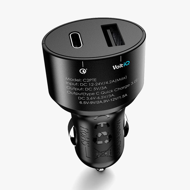 Tronsmart 30W 2 Ports Quick Charge 3.0 Type-C*1 + USB 2.0 VoltIQ*1 Car Charger for Nexus5X Nexus6P Samsung Galaxy iPhone iPad Google Pixel Google Pixel XL and More
