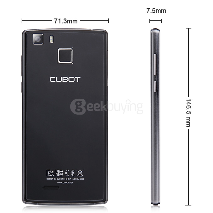 CUBOT S600 5.0inch IPS HD 4G FDD-LTE Android 5.1 Smartphone 2GB 16GB 64-bit MTK6735A Quad Core 16.0MP Touch ID - Black