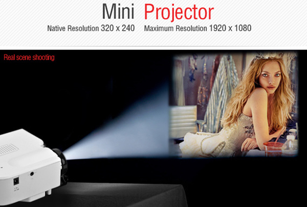 UC28+ 1080P HD 48LM 16770K Color Portable LED LCD Projector with HDMI SD CARD USB VGA Slots - White