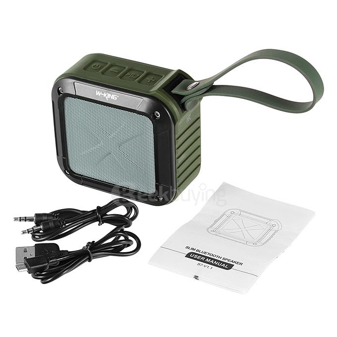 W-KING S7 Portable NFC Wireless Bluetooth 4.0 Speaker with MIC 10 Hours Playtime for Outdoors/Shower - Army Green