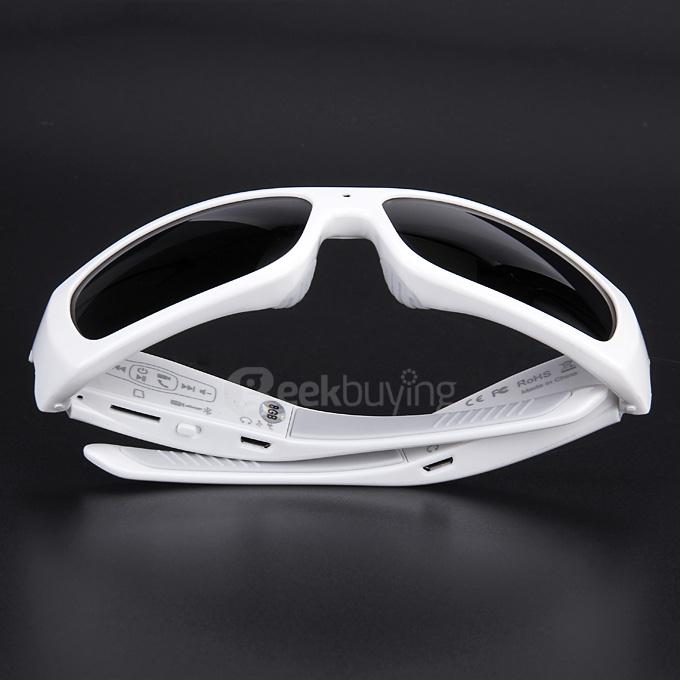 MS2 Polarized UV400 Bluetooth Sunglasses with Headset 8GB SD Card Camera HD 720P Video Recorder for iOS Android - White