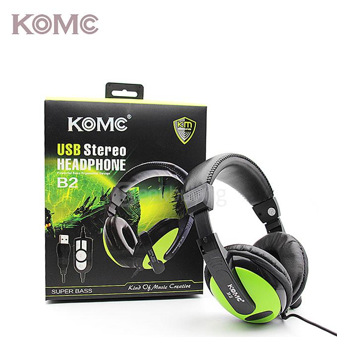 KOMC B2 Headphone USB Headset with Rotable Mic Audio Controller