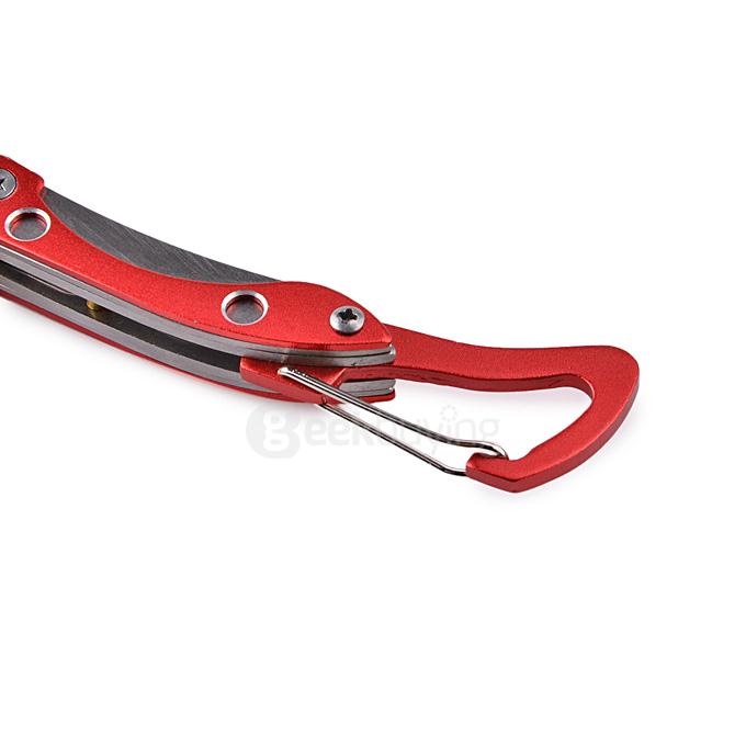 Portable & Durable Outdoor Multifunctional Toolkit Multipurpose Combination Tool Piler Knief Carabiner - Red + Silver