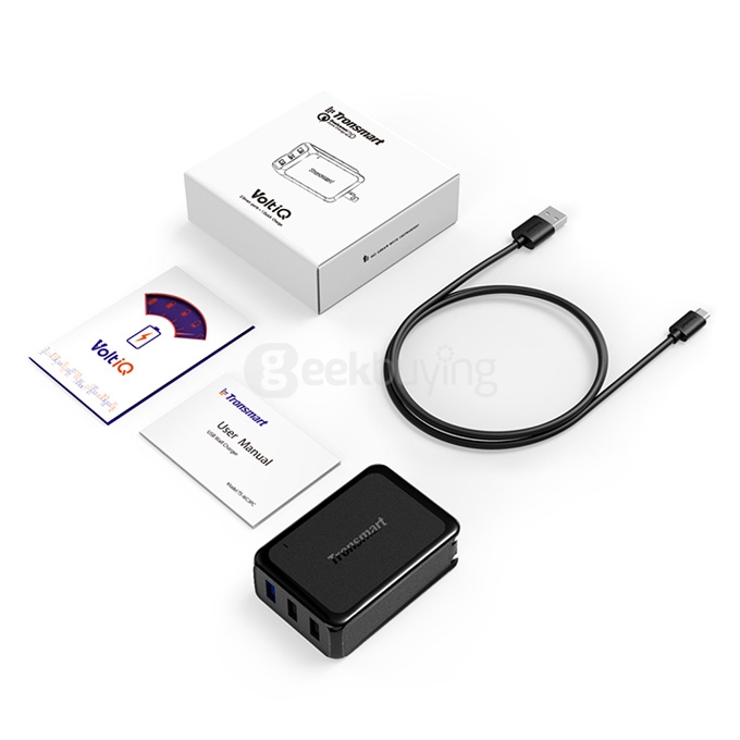Qualcomm Certified Tronsmart 42W 3 Ports Premium Design Quick Charge 2.0 wall charger for Samsung/Sony/HTC - US Plug