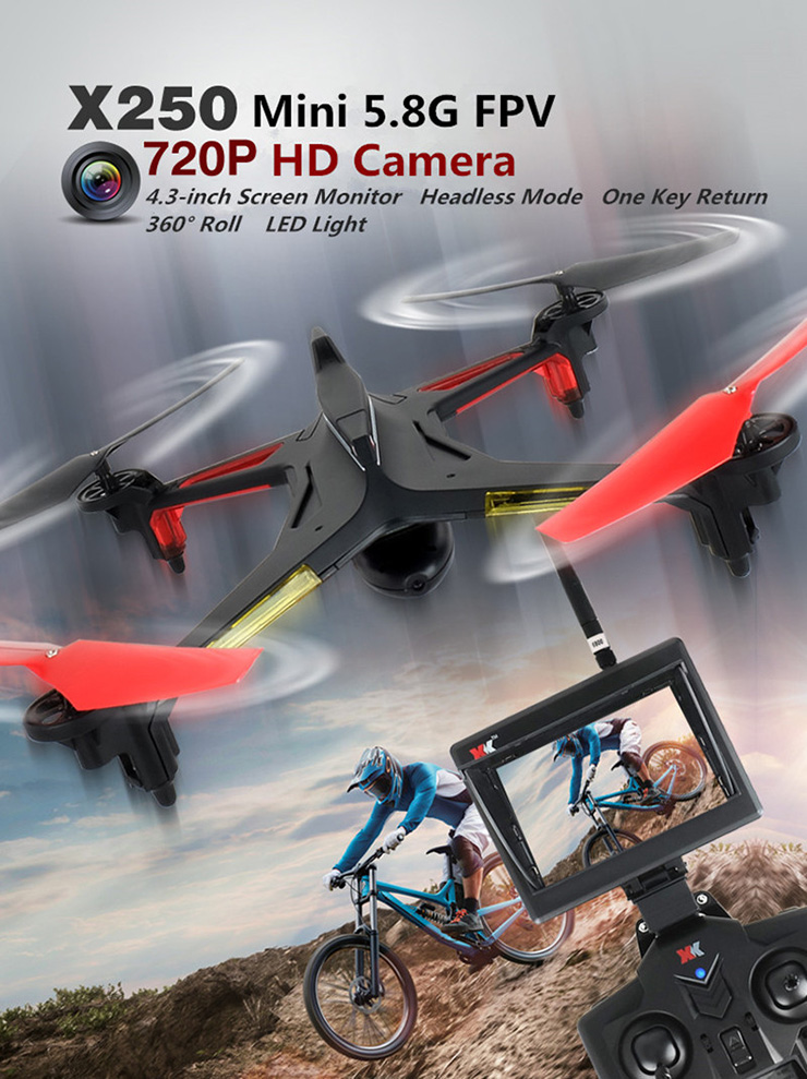 XK Alien X250 5.8G FPV 2.4G 4CH 6Axis Gryo One Key To Roll Failsafe Futaba S-FHSS Compatible RC Quadcopter RTF