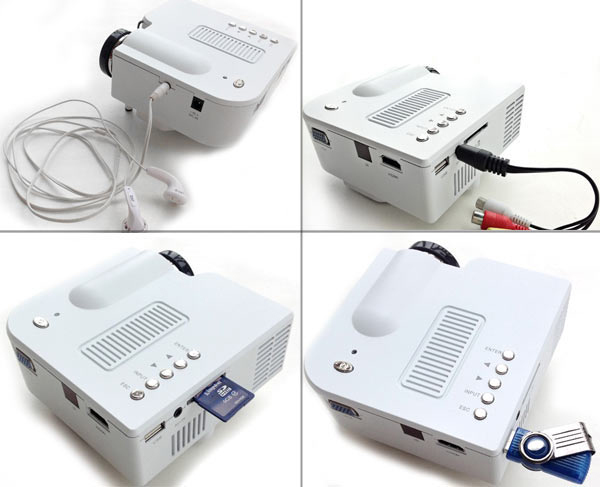 UC28+ 1080P HD 48LM 16770K Color Portable LED LCD Projector with HDMI SD CARD USB VGA Slots - White