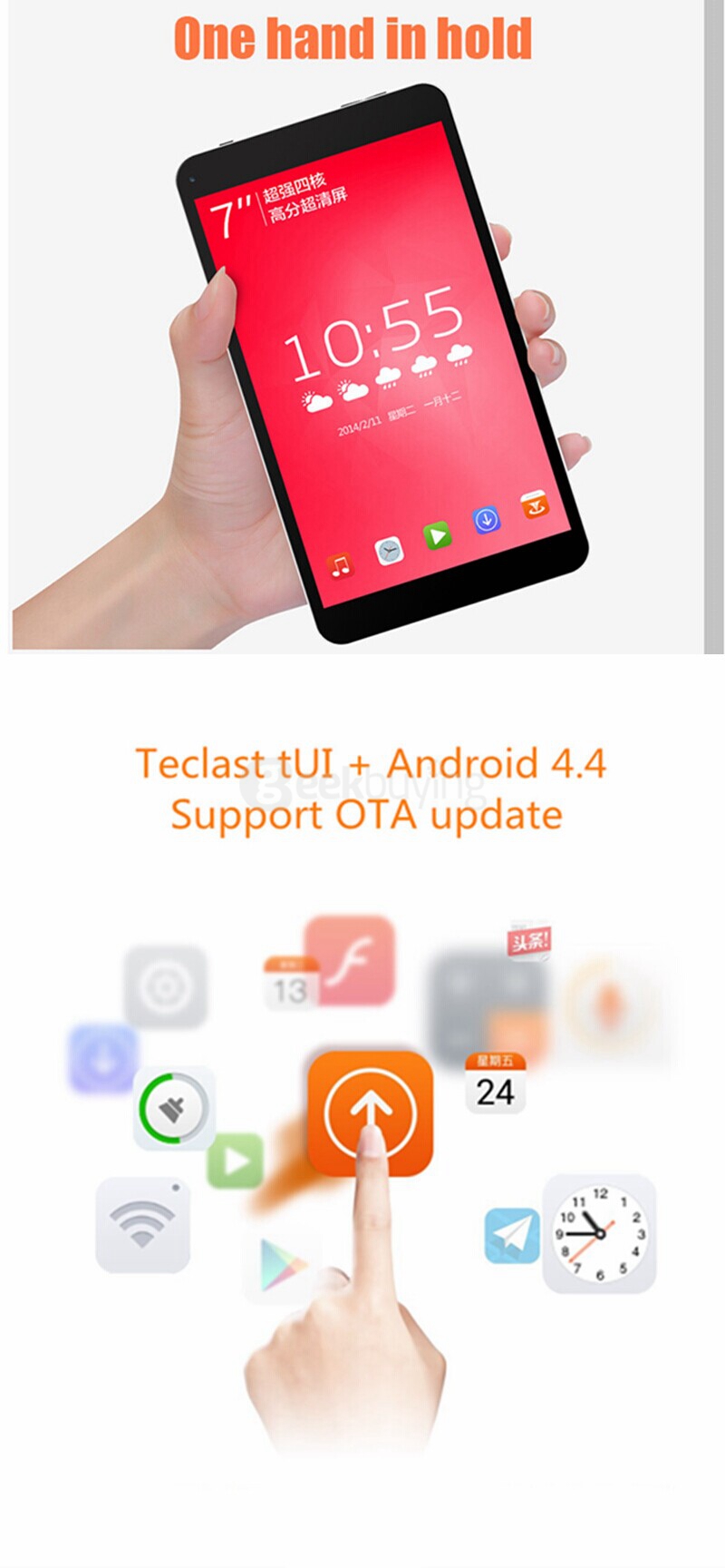 Teclast A78T 7 Inch Android 4.4 512MB/8GB Tablet PC RK3126 Quad Core 1.3Ghz IPS 1024*600 Bluetooth WiFi - White