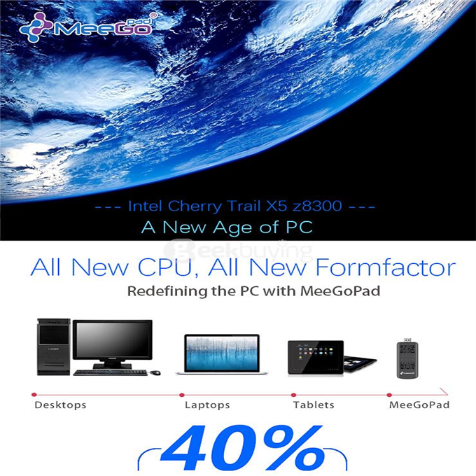 MEEGOPAD T03 Pro Windows 10 MINI PC Intel Z8300 Quad Core 2G/32G 802.11b/g/n LAN Bluetooth4.0