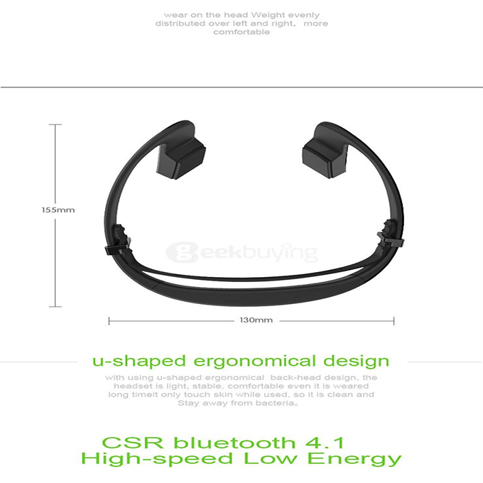 LF-18 NFC Bone Conduction Bluetooth Headset Stereo Headphone Earphone - Black