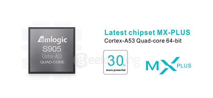 MX PLUS II Amlogic S905 4K TV Box 1G/8G 802.11b/g/n Gigabit LAN Bluetooth KODI DLNA Miracast with  LED Display - Black