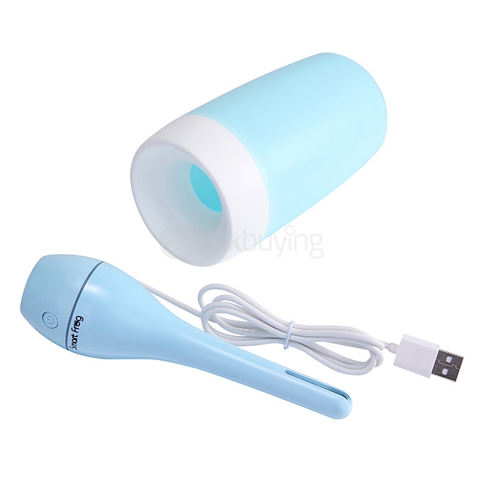 Smart Frog KW-JSQ01 Water Lily Mini Ultrasonic Air Humidifier with USB Cable for Car / Office / Home - Ice Blue