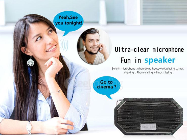 New Bee Pocket Bluetooth Speaker IP67 Waterproof Shockproof Wireless Music Player BT4.0 With Mic for iPhone Samsung LG