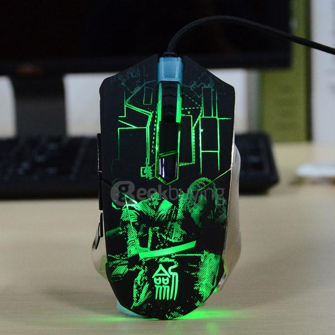 JIANSHENGYIZU JS-L9 Classic 8 Key USB Wired Professional Gaming Mouse with Colorful LED Light - Black
