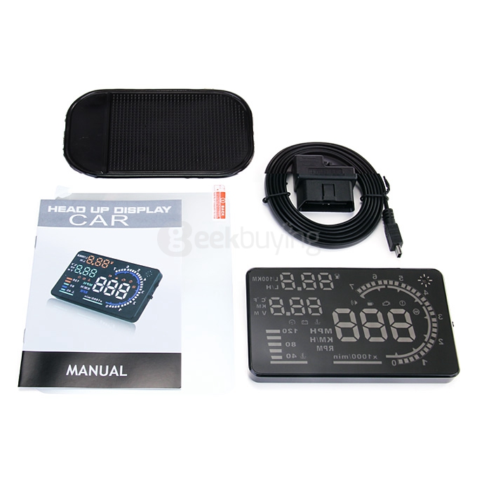 X3 5.5 Inch Car Head Up Display Car HUD Blutooth Connection  -  BLACK