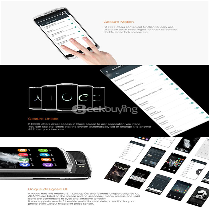 [Spain Stock] OUKITEL K10000 5.5inch HD 4G LTE Android 5.1 2GB 16GB Smartphone MTK6735 64bit Quad Core 10000mAh Battery - Black