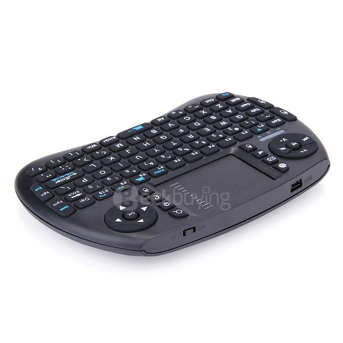 IPazzPort KP-810-21S-2 Mini 2.4GHz Bluetooth Keyboard Air Mouse Remote Control Touchpad for Smartphone Tablet - Black