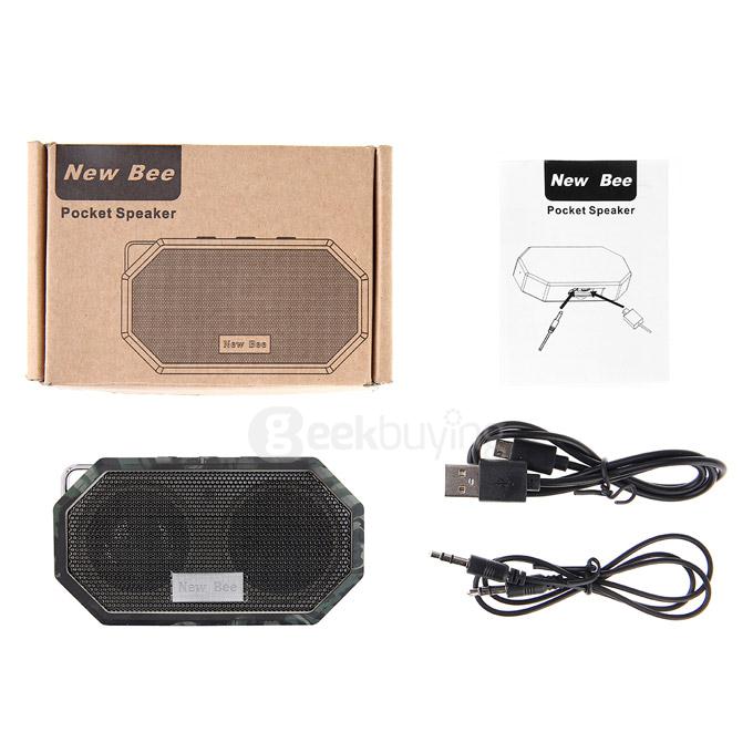 New Bee Pocket Bluetooth Speaker IP67 Waterproof Shockproof Wireless Music Player BT4.0 With Mic for iPhone Samsung LG