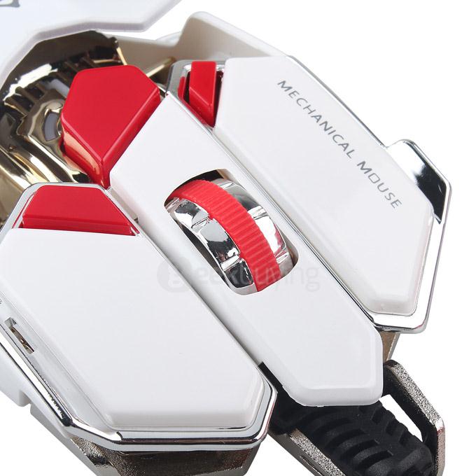 JIANSHENGYIZU JS-L10 Classic 8 Key USB Wired Professional Gaming Mouse with Colorful LED Light - White+Red