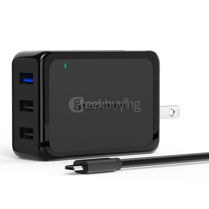 Qualcomm Certified Tronsmart 42W 3 Ports Premium Design Quick Charge 2.0 wall charger for Samsung/Sony/HTC - US Plug