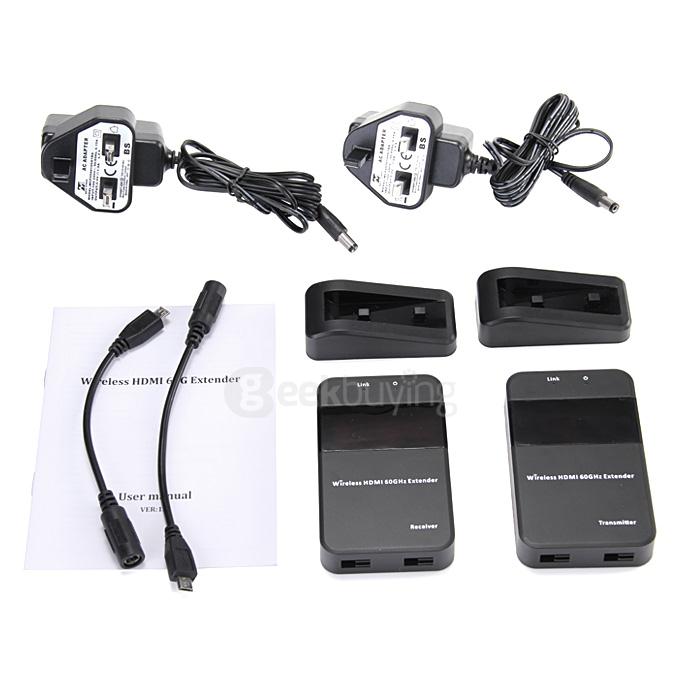 HDV-W551 1080P 60Ghz Wireless HDMI Extender 30M Transmitter Receiver Set for Mettings Classes - Black