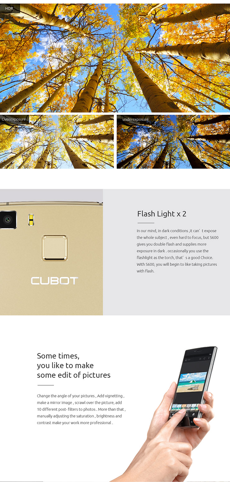 CUBOT S600 5.0inch IPS HD 4G FDD-LTE Android 5.1 Smartphone 2GB 16GB 64-bit MTK6735A Quad Core 16.0MP Touch ID - Black